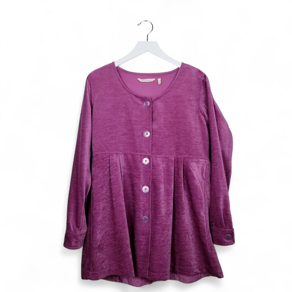 Soft Surroundings Fiona Chenille Velvet Button Front Peplum Top #2CV93 - Size M